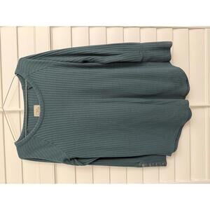 Chaser teal waffle knit thermal long sleeve top size Large
